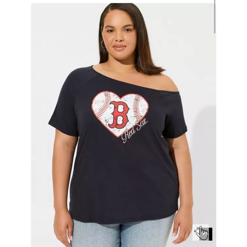 Torrid x mlb Boston Red Sox   plus size 2 off the shoulder boatneck Jersey Tee s